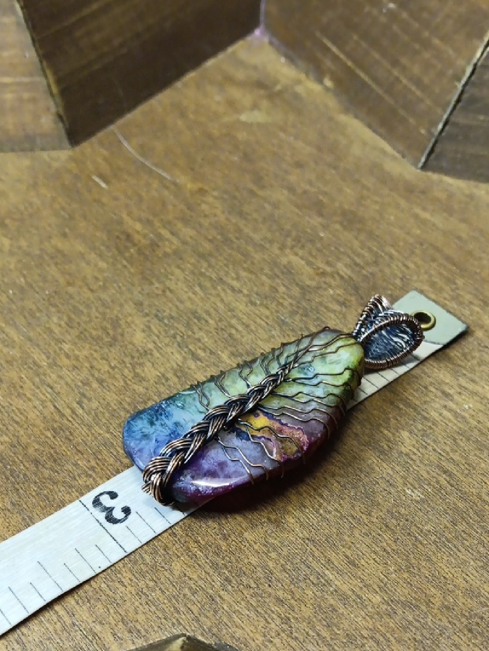 Multicolor Rainbow Crystal Tree of Life Pendant Necklace - Picture 3 of 5